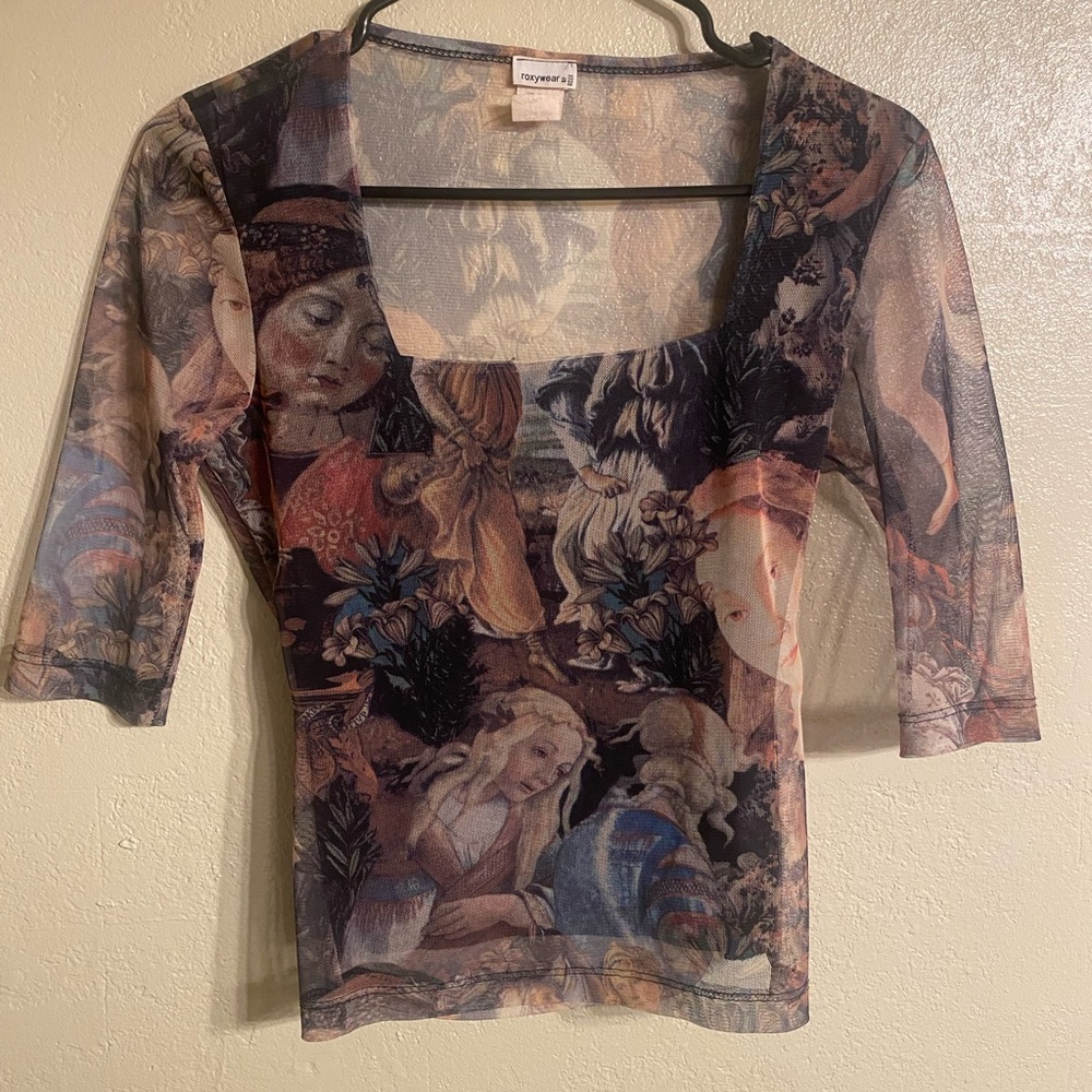 Roxy Artistic Print Mesh Top